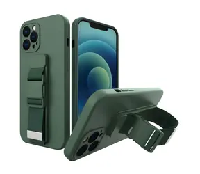 Hurtel Rope gelové pouzdro s řetízkem pro iPhone 11 Pro tmavě zelená / Pouzdro / Gelové / Řetízkový řemínek