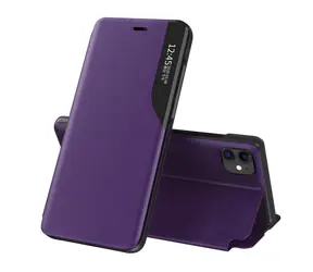 Hurtel Eco Leather View Case fialová / Pouzdro typu kniha / Apple iPhone 13 Pro / Umělá kůže / Stojánek
