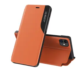 Hurtel Eco Leather View pouzdro pro Apple iPhone 13 Pro oranžová / Knížkové pouzdro / Kožené / Stojánek