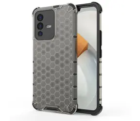 Hurtel Honeycomb Case černá / Pouzdro / Vivo V23 5G / Voštinový vzor / Gelový rám