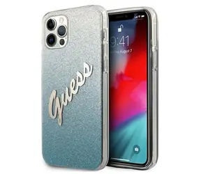 Guess Glitter Gradient Script modrá / Kryt / Apple iPhone 12 Pro Max