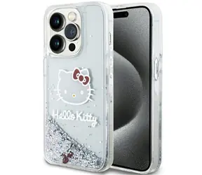 Hello Kitty Liquid Glitter Charms Kitty Head stříbrná / Pouzdro / pro Apple iPhone 14 Pro Max