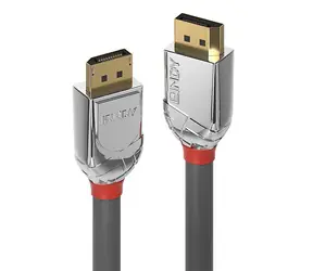 Lindy Cromo Line šedá / DisplayPort kabel / 5 m / 4K 4096×2160 60Hz / pozlacené konektory / DisplayPort 1.2