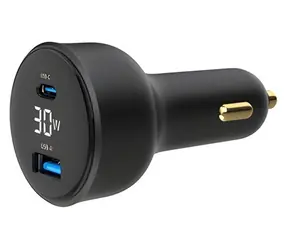 C-TECH GEMBIRD / Nabíječka do auta / USB-A + USB-C / 30 W / Power Delivery / Quick Charge