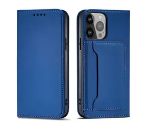 Hurtel Peněženkové pouzdro s kapsou na kartu iPhone 13 Pro modrá / Pouzdro / Magnetické / Slot na kartu / Stojánek
