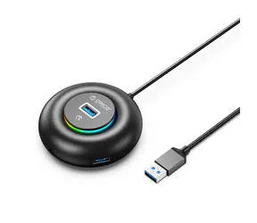 Orico YXR4-U3 RGB černá / USB hub / 4x USB-A 3.0 / audio a mikrofonní port / kabel 1,8 m
