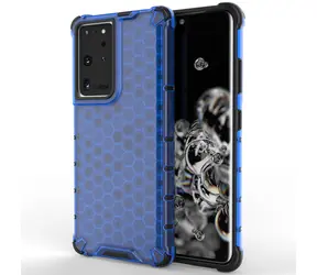 Hurtel Honeycomb Case modrá / Kryt / Samsung Galaxy S22 Ultra / Gelový rám / Odolný