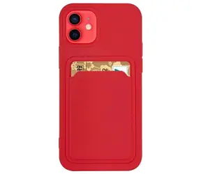 Hurtel Card Case pouzdro s kapsou na kartu červená / Pouzdro / Samsung Galaxy S21+ 5G / Silikonové