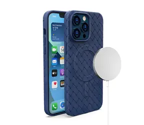 Hurtel MagSafe tkaný kryt pro iPhone 15 Pro navy blue / Kryt / Textilní / Magnetické uchycení