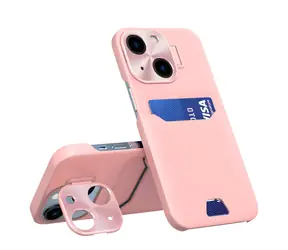 Hurtel Leather Stand růžová / Pouzdro / Apple iPhone 14 Plus / Peněženka na karty / Stojánek