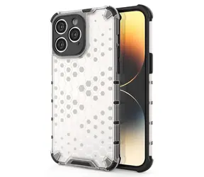 Hurtel Honeycomb Case pro iPhone 14 Pro transparentní / Hybridní pouzdro / Voštinová struktura / Odolná konstrukce