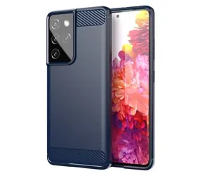 Hurtel Carbon Case pro Samsung Galaxy S21 Ultra 5G modrá / Kryt / TPU / Flexibilní