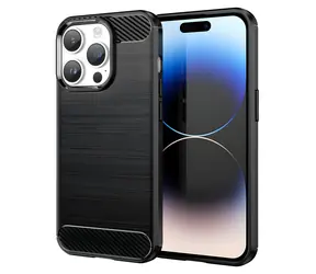 Hurtel Carbon gelové pouzdro pro Apple iPhone 14 Pro černá / Pouzdro / TPU / Karbonový vzhled