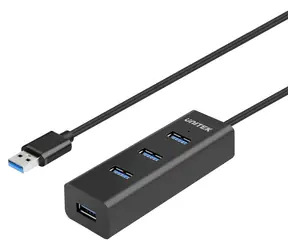 Unitek USB Hub 4 porty černá / USB hub / 4x USB-A / 5 Gbps / aktivní, napájení USB-C