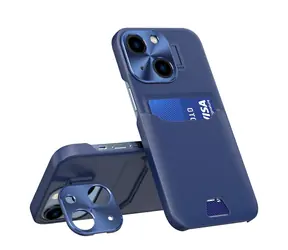 Hurtel Leather Stand pro Apple iPhone 14 Plus modrá / Pouzdro / Peněženka na karty / Stojánek
