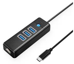 Orico PW3UR25-C3 USB HUB černá / 3x USB-A 3.0 / 1x RJ45 2.5G Ethernet / kabel 1,8 m
