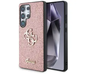 GUESS Fixed Glitter Big 4G Metal Logo růžová / Zadní kryt / Samsung Galaxy S25 Ultra