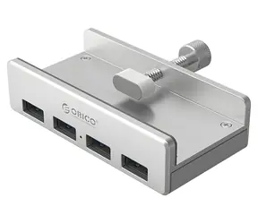 Orico MH4PU stříbrná / USB hub / 4x USB-A 3.0 / upínací úchyt