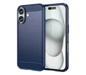 Hurtel Carbon Case Silikonové pouzdro iPhone 16 modrá / Kryt / karbonový vzhled