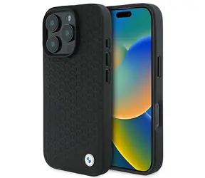BMW Signature Leather Diamond Metal Logo černá / Zadní kryt / MagSafe / pro iPhone 16 Pro Max