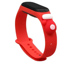 Hurtel Vánoční řemínek s rukavičkou pro Xiaomi Mi Band 5/6 červená / Řemínek / Silikonový / Vánoční motiv