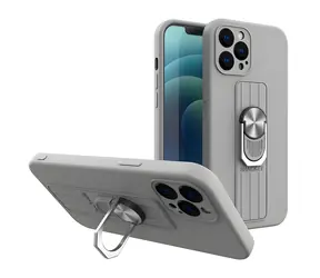 Hurtel Ring Case stříbrná / Silikonový kryt s úchytem a stojánkem / Samsung Galaxy S21 Ultra 5G