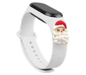Hurtel Vánoční řemínek se Santa Clausem pro Xiaomi Mi Band 3/4 bílá / Řemínek / Silikonový / Vánoční motiv