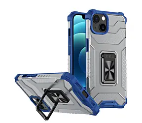 Hurtel Crystal Ring modrý / Odolný kryt se stojánkem / Apple iPhone 13 mini