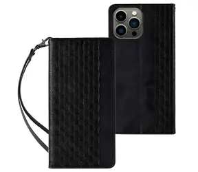 Hurtel Magnet Strap pouzdro pro Apple iPhone 14 černá / Pouzdro / Flip peněženka / Magnetické / Stojánek