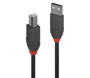 Lindy Anthra Line černá / Kabel USB / USB 2.0 Typ A - Typ B / M/M / 3 m / 480 Mbit/s