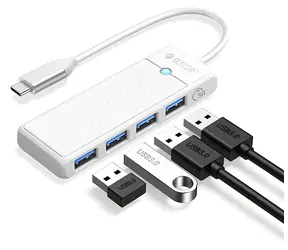 Orico PAPW4A-C3 bílá / USB hub / 4x USB-A 3.0 / USB-C konektor / kabel 1,8 m