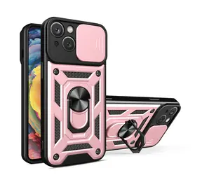Hurtel Hybrid Armor Camshield růžová / Zadní kryt / Apple iPhone 15 Plus / Kryt kamery a stojánek