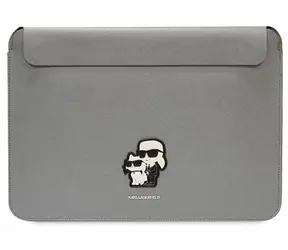 Karl Lagerfeld Saffiano Karl & Choupette stříbrná / Pouzdro na laptop / 16"
