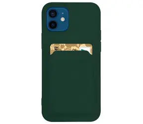 Hurtel Card Case tmavě zelená / Kryt / Samsung Galaxy S21+ 5G / Silikonová peněženka s kapsou na kartu