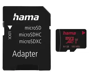 Hama microSDXC 64 GB černá / Paměťová karta / UHS-I U3 / V30 / 80 MB/s / +adaptér