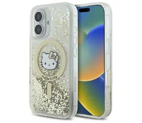 Hello Kitty Liquid Glitter Fever zlatá / Pouzdro / MagSafe / pro iPhone 16
