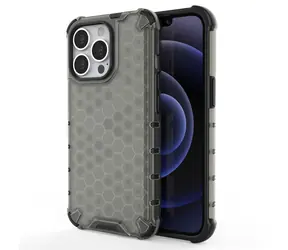 Hurtel Honeycomb černá / Kryt pro Apple iPhone 13 Pro / TPU rám / Voštinový vzor