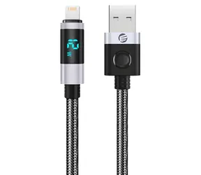 Orico LDA2L USB-A na Lightning kabel s LED displejem černo-stříbrná / Datový kabel / 12 W / 0,5 m