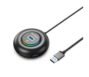 Orico YXR4-U3 černá / USB hub / 4x USB-A 3.0 / RGB / audio port / 0,3m