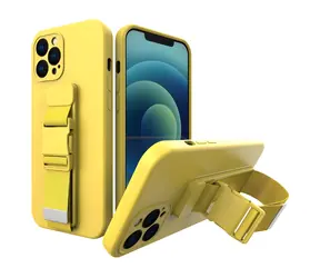 Hurtel Rope Case žlutá / Kryt / iPhone 13 mini / gel s poutkem a řetízkem