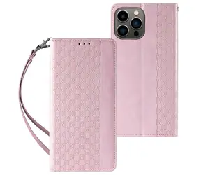 Hurtel Flip Wallet Case s poutkem růžová / Kryt pro Apple iPhone 14 Pro / Flip / Stojánek / Magnetický