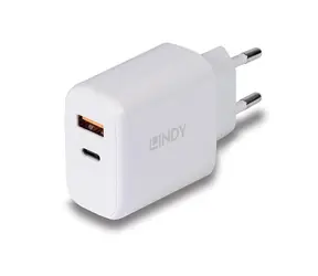 Lindy 73424 30W bílá / Nabíječka / USB-C + USB-A / PD 3.0