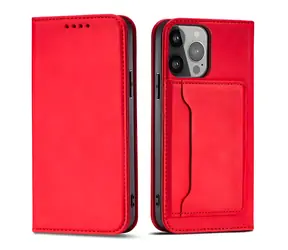 Hurtel Magnet Card Case peněženka na karty pro iPhone 13 Pro červená / Držák karet / Magnetické uchycení