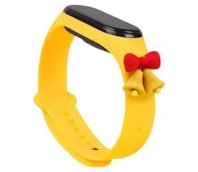 Hurtel Vánoční řemínek s rolničkami pro Xiaomi Mi Band 3/4 žlutá / Řemínek / Silikonový / Vánoční motiv