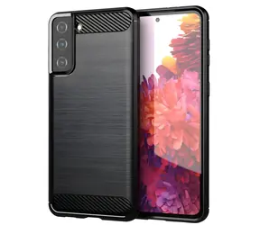 Hurtel Carbon Case černá / Kryt / Samsung Galaxy S21+ 5G / Flexibilní TPU