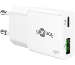 Goobay 30W USB-C PD GaN duální rychlonabíječka / Nabíječka / GaN / USB-C PD / USB-A QC