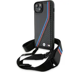 BMW M Edition Carbon Tricolor Lines & Strap černá / Pouzdro / pro Apple iPhone 15/14/13