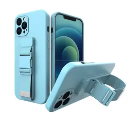 Hurtel Rope gelové pouzdro s řetízkem pro iPhone 12 mini modrá / Pouzdro / Gelové / Řetízkový řemínek