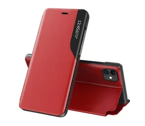 Hurtel Eco Leather View Case červená / Pouzdro typu kniha / Apple iPhone 13 Pro / Umělá kůže / Stojánek