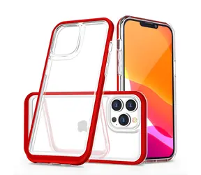 Hurtel Clear 3in1 červená / Kryt / iPhone 14 Pro / průhledný / silikonový